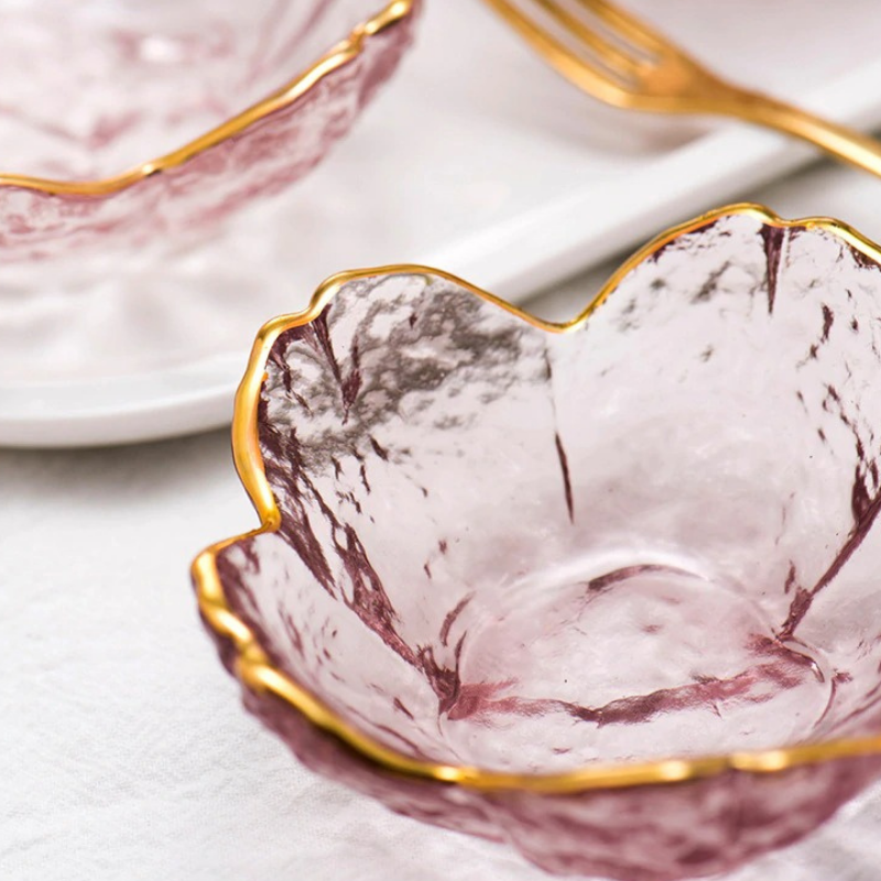 Gold Inlay Sakura Glass Dish Set - Image 3