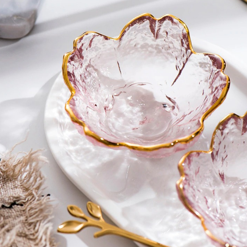 Gold Inlay Sakura Glass Dish Set - Image 6