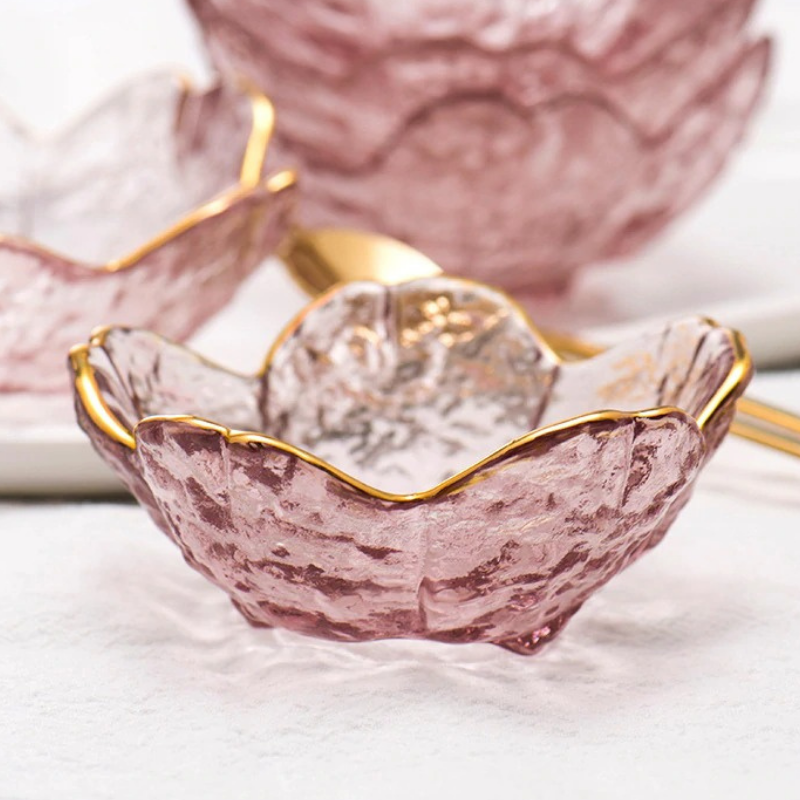 Gold Inlay Sakura Glass Dish Set - Image 5