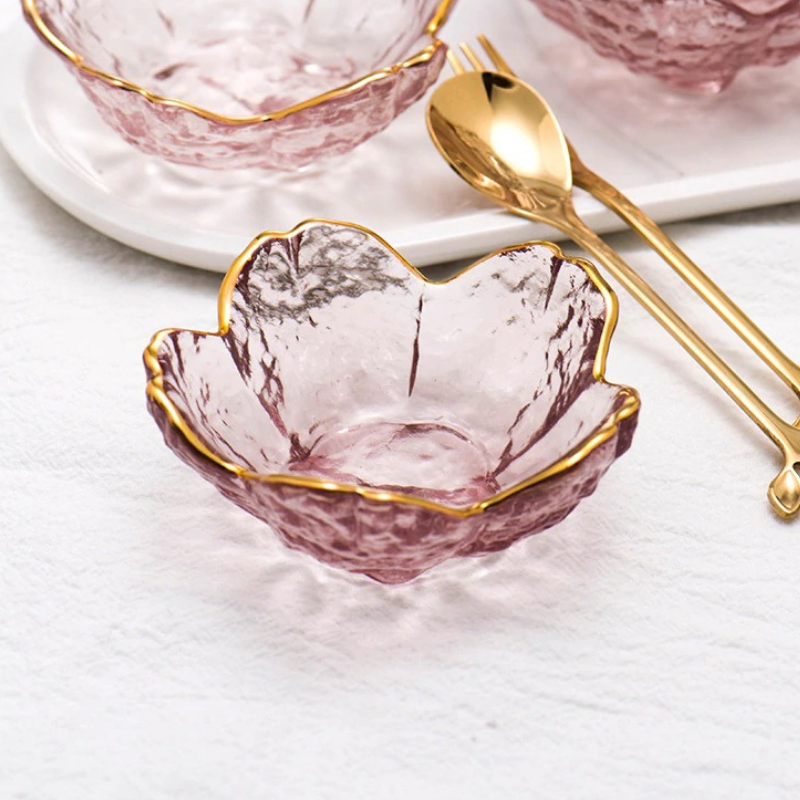 Gold Inlay Sakura Glass Dish Set - Image 2