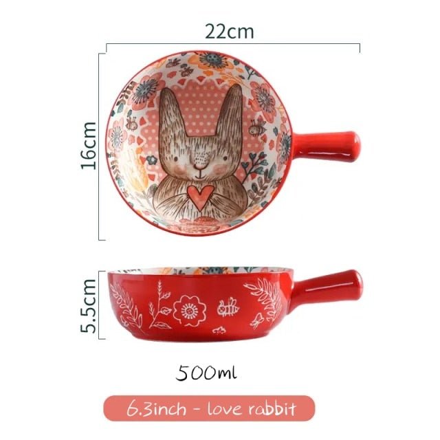 "The Forest Family" Single Handle Baking Bowl (Hand Painted) - Image 7