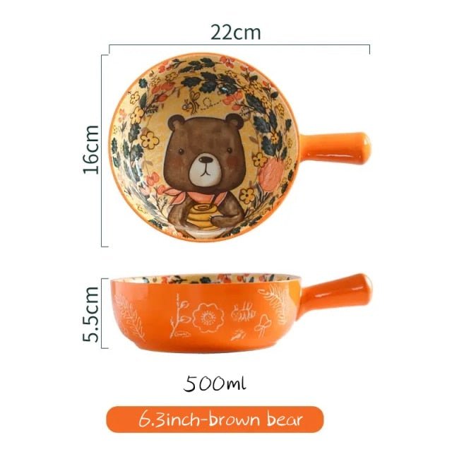 "The Forest Family" Single Handle Baking Bowl (Hand Painted) - Image 9