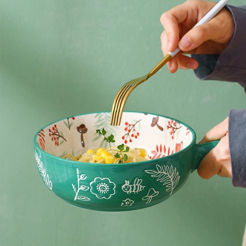 "The Forest Family" Single Handle Baking Bowl (Hand Painted) - Image 10