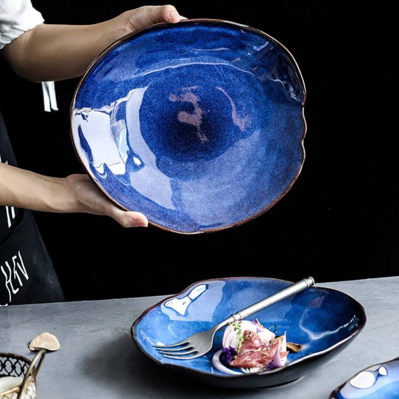 Ocean Waves Deep Blue Dinner Plates