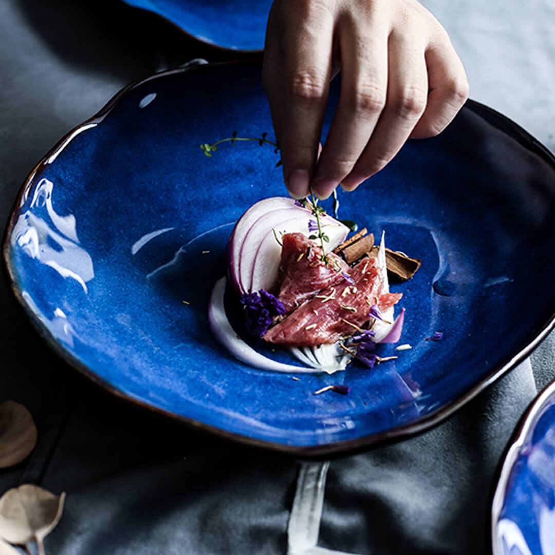 Ocean Waves Deep Blue Dinner Plates - Image 6