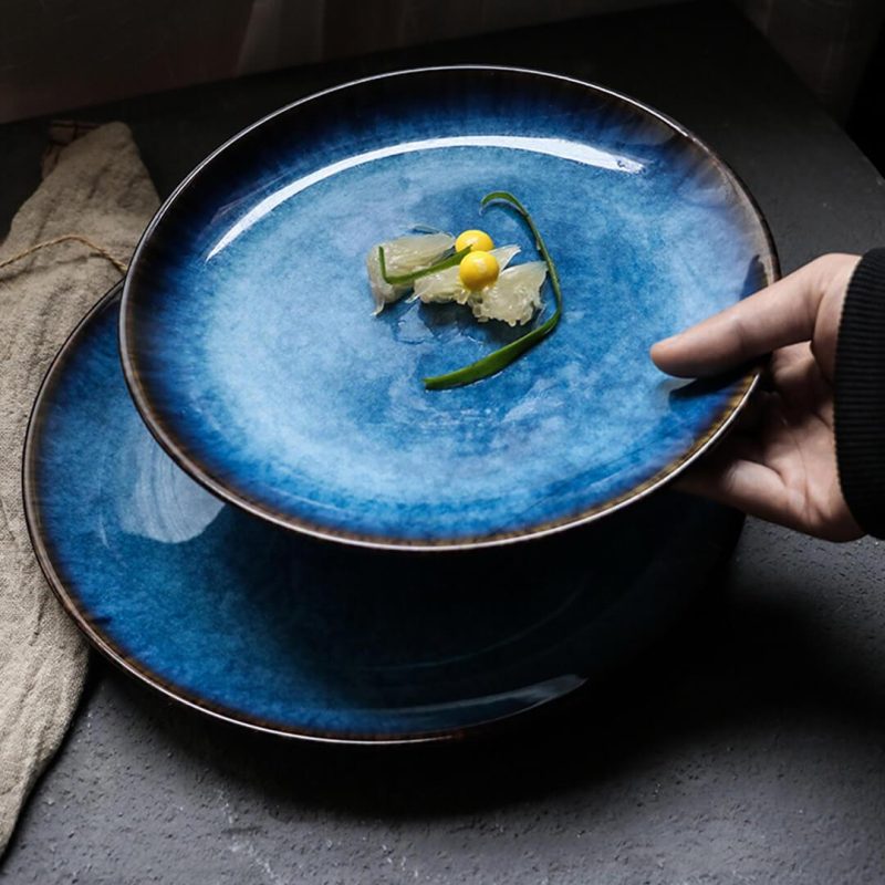 Ceramic Flat Dinner Plates Set