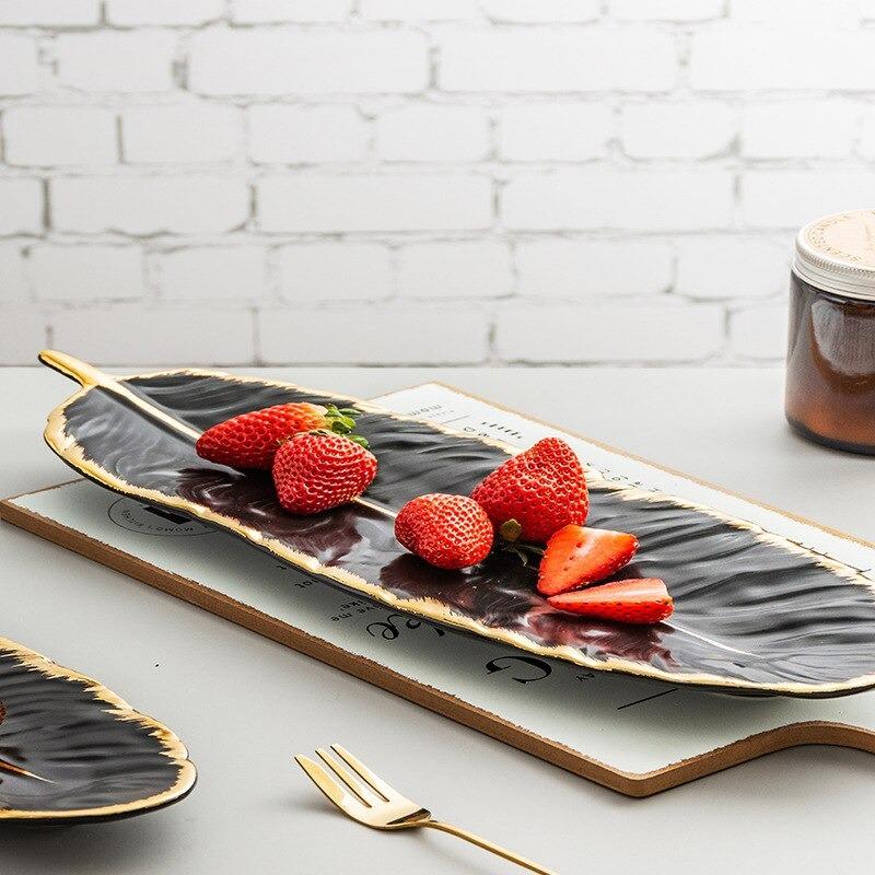 Gold Rim Feather Plate